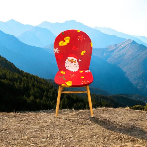 NIP Set of 4 Christmas Stretch Chair Covers – Santa and Holiday Bells - Picture 4 of 5